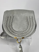 Chloe Small Marcie Saddle Bag In Dove Grey