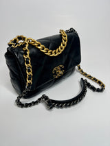 Chanel 19 Small In Black Lambskin Leather