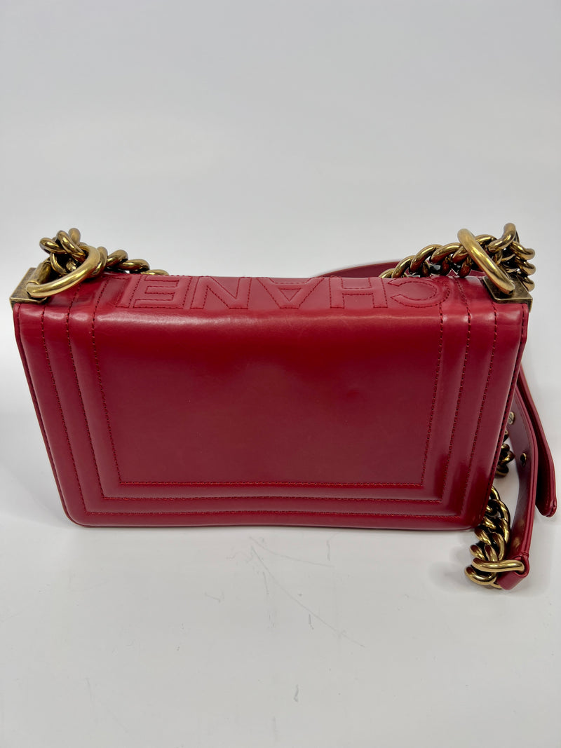 Chanel Mini Boy Bag In Red Leather