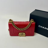 Chanel Mini Boy Bag In Red Leather