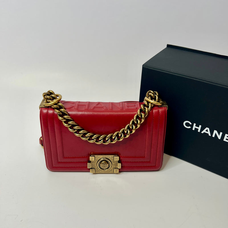 Chanel Mini Boy Bag In Red Leather