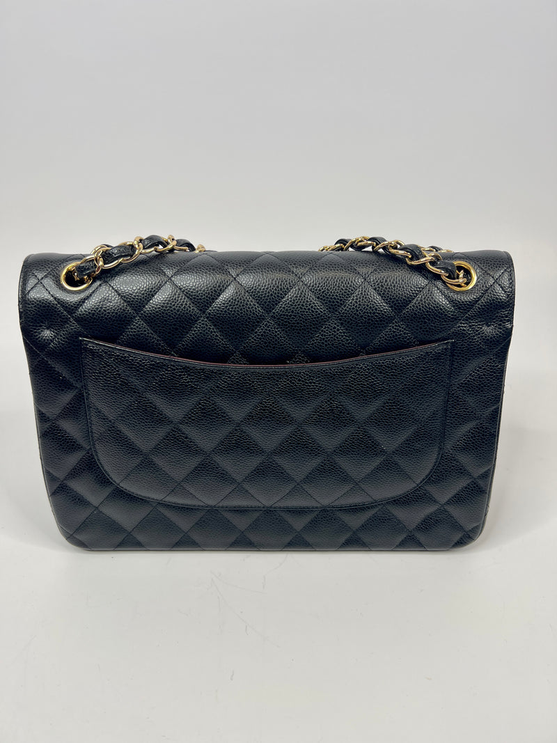 Chanel Black Caviar Leather Jumbo Classic Double Flap
