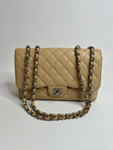 Chanel Jumbo Single Flap In Beige Caviar Leather