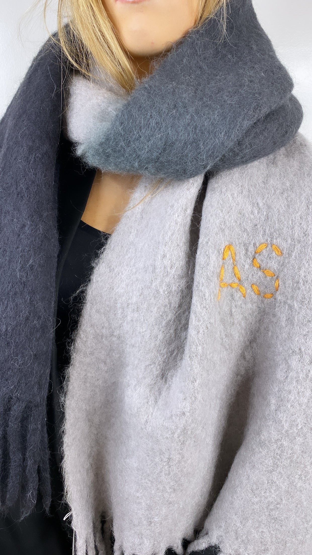 Acne Studios Grey/Black Wool Scarf