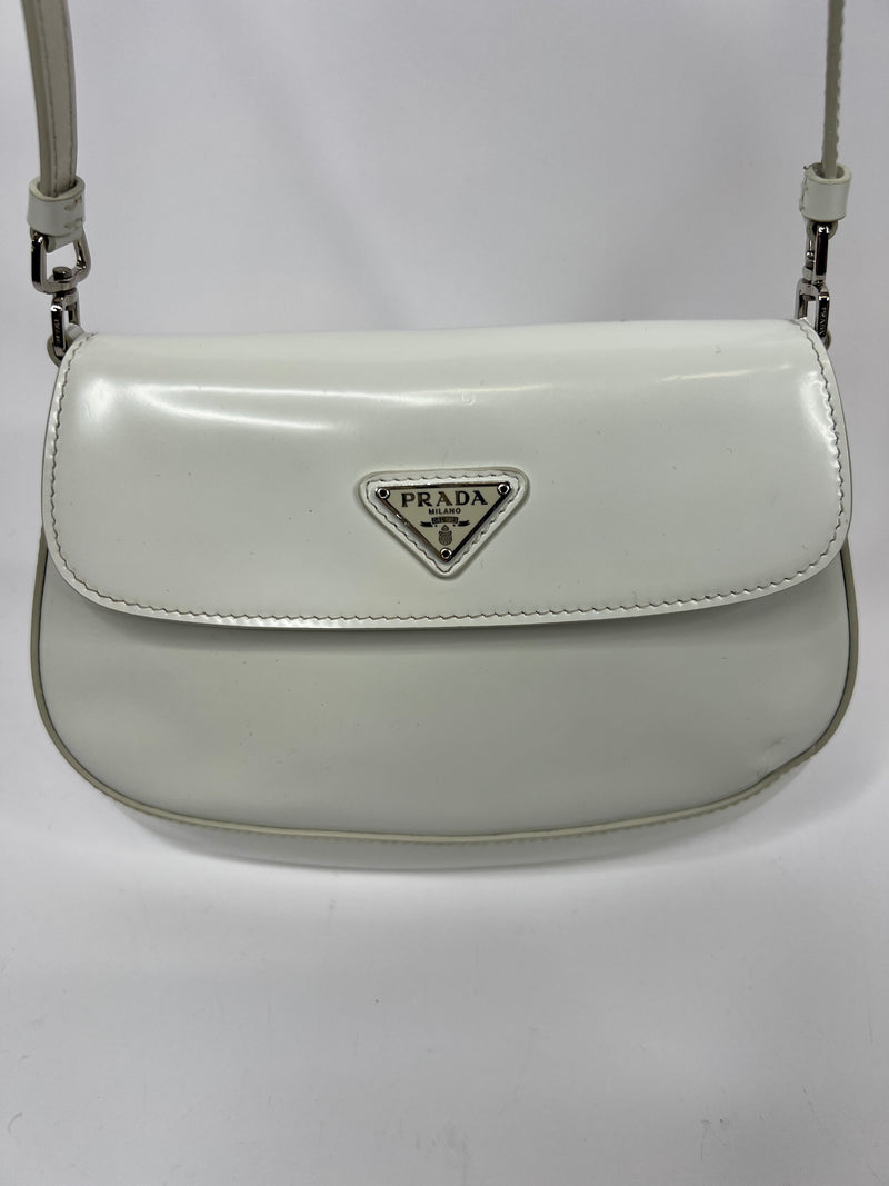 Prada White Leather Cleo Mini Bag