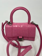 Balenciaga Pink Croc Embossed XS Hourglass Bag