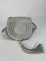 Chloe Small Marcie Saddle Bag In Dove Grey