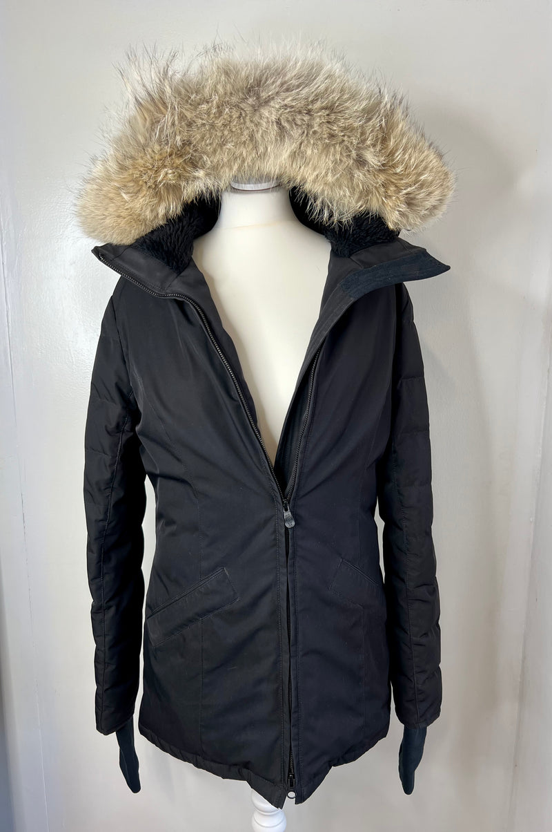 Canada Goose Black Coat With Fur Hood (Size M/UK10)