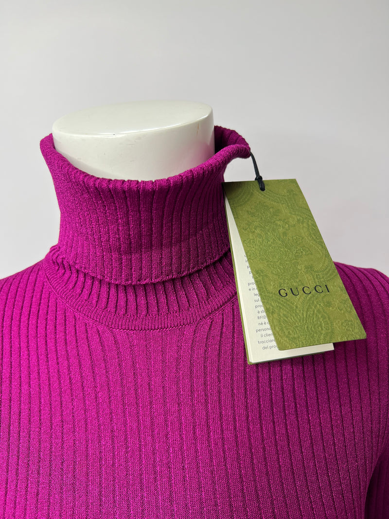 Gucci Purple Knit Turtleneck Jumper (Size S / UK6/8)