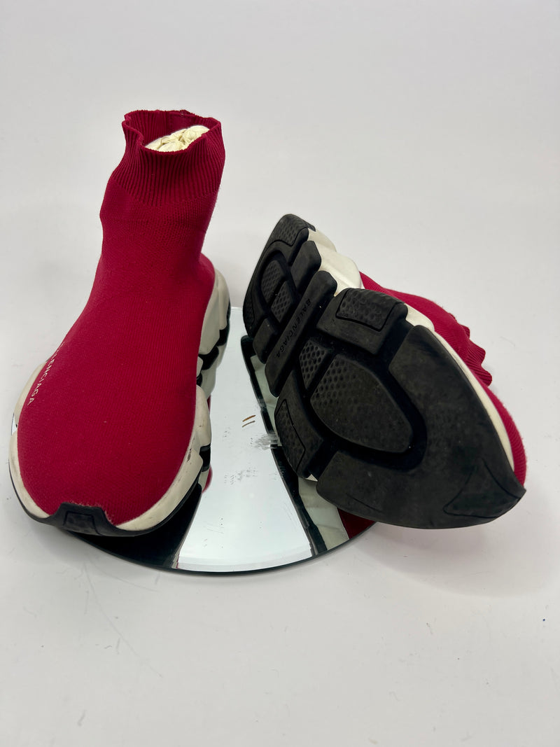 Balenciaga Burgundy Speed Trainers (Size 39/UK 6)