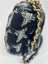 Chanel 19 Maxi In Black & White Tweed Fabric