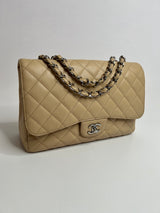 Chanel Jumbo Single Flap In Beige Caviar Leather