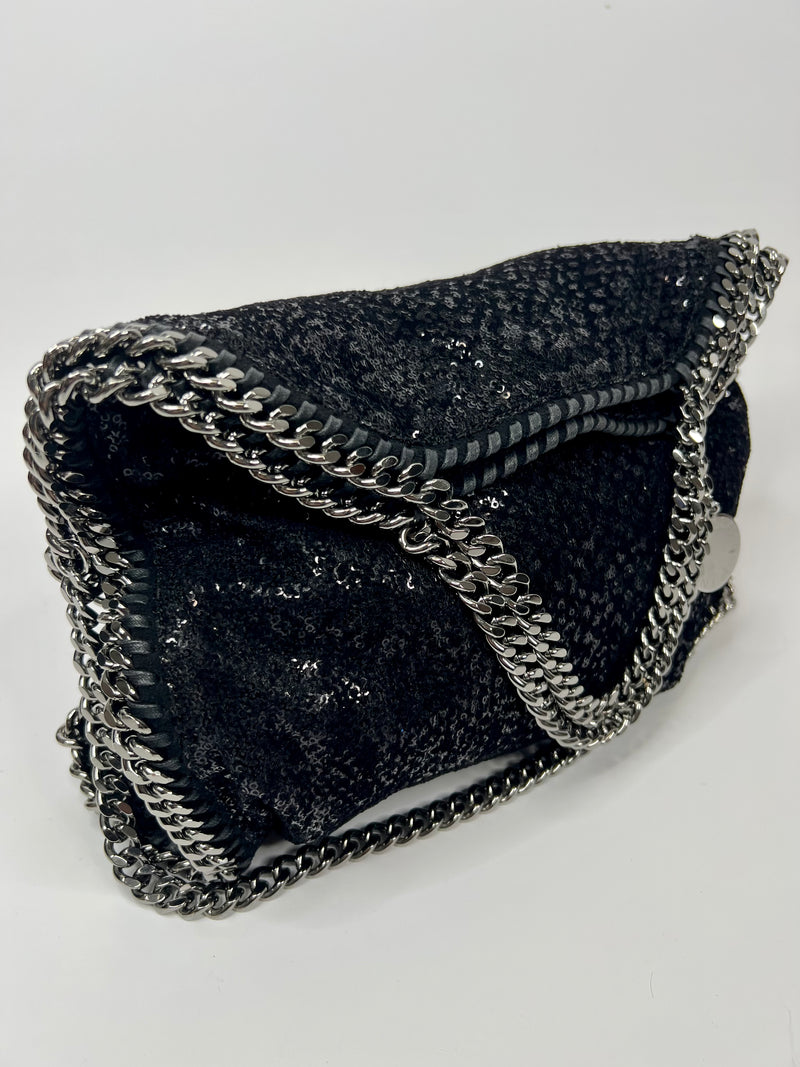 Stella McCartney Black Sequin Falabella Tote