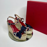 Valentino Garavani Printed Twill Espadrille Wedges (Size 38 / UK 5)
