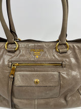 Prada Taupe Leather Shoulder Bag
