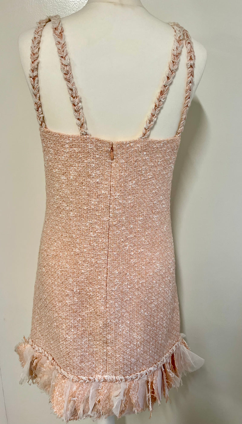 Chanel Pink Tweed & Tulle Dress  (Size 40/UK 10)