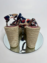 Valentino Garavani Printed Twill Espadrille Wedges (Size 38 / UK 5)