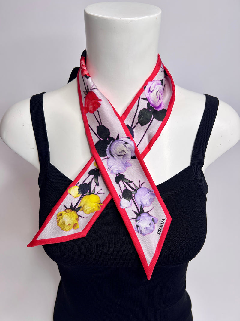 Prada Floral Printed Twill Scarf