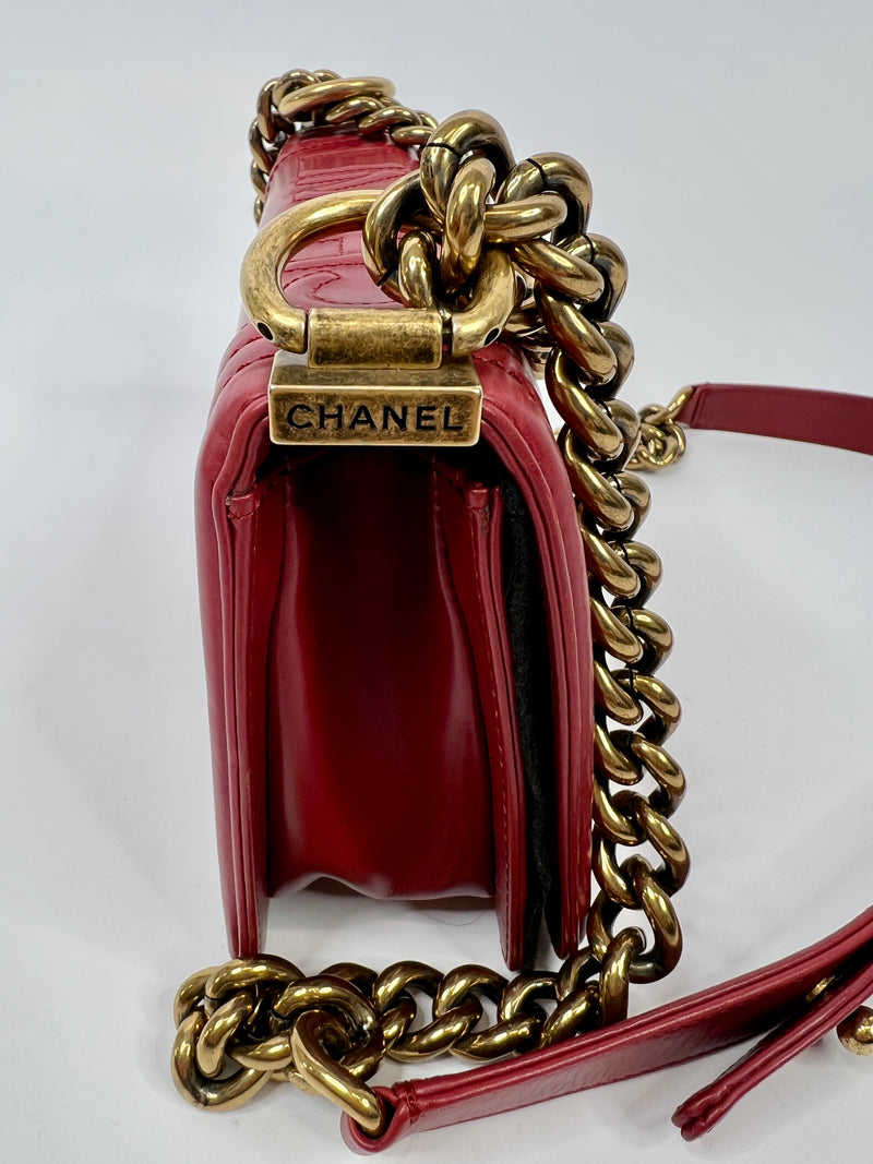 Chanel Mini Boy Bag In Red Leather