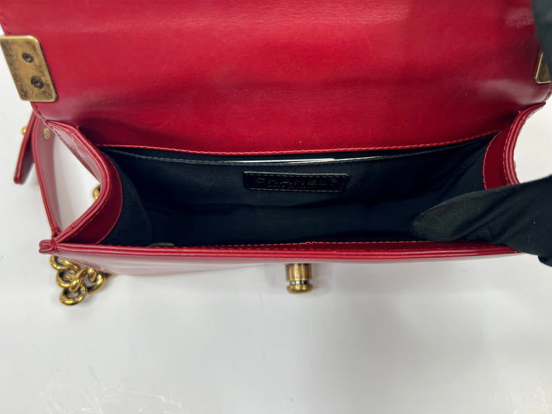 Chanel Mini Boy Bag In Red Leather