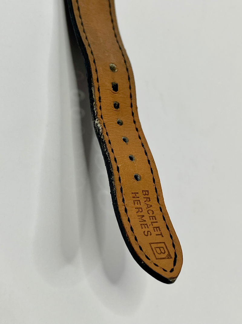 Hermes H Heure Watch in Black Leather with Silver and White Face