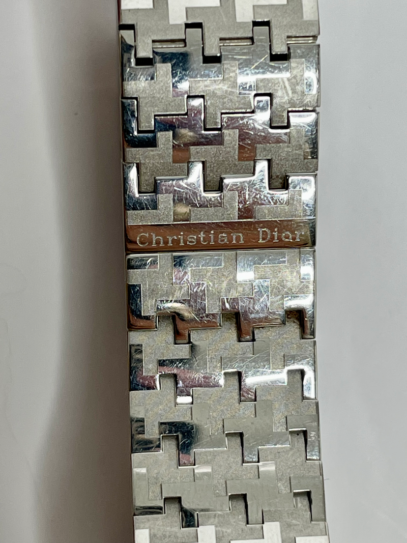 Dior Diorific Houndstooth Watch in Stainless Steel with Black Face