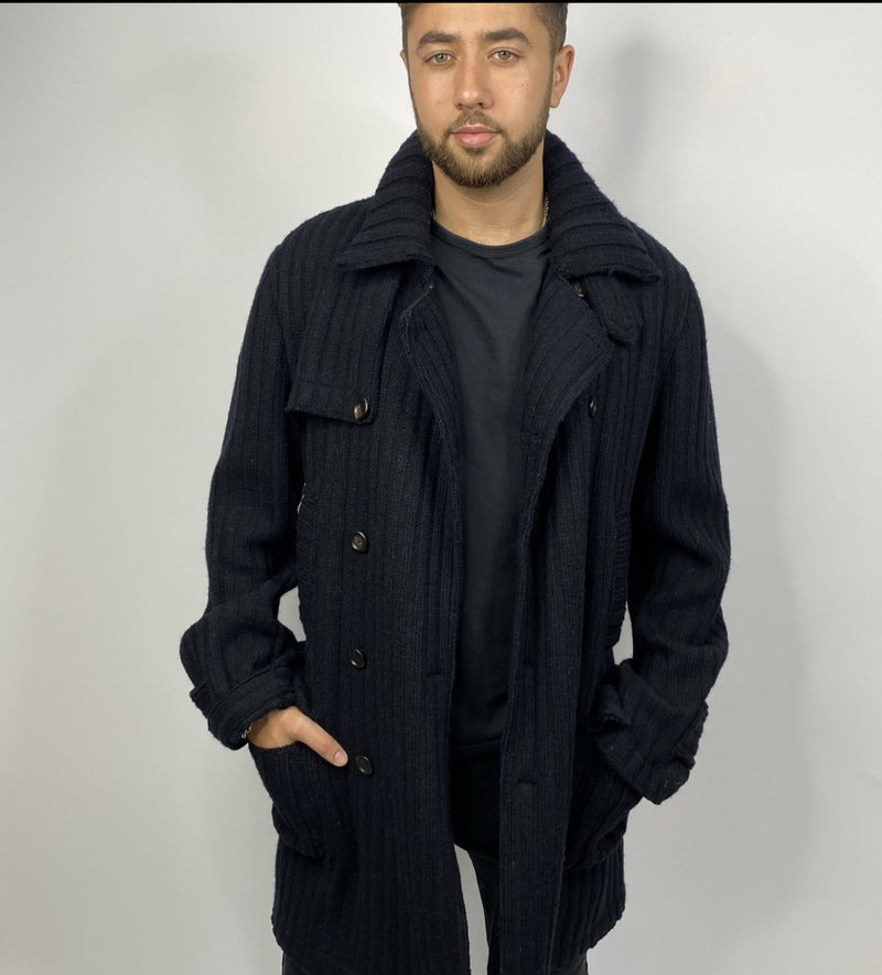 Dolce & Gabbana Black Wool Cardigan/Coat (Size 50)