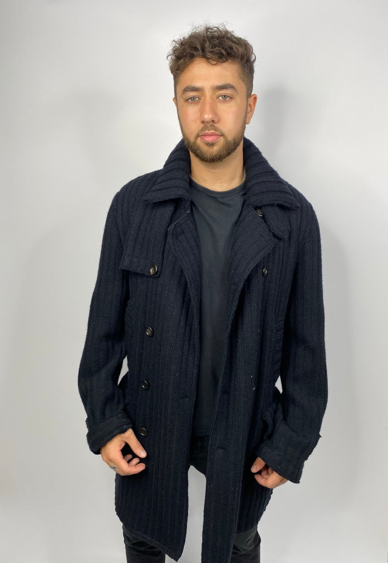 Dolce & Gabbana Black Wool Cardigan/Coat (Size 50)