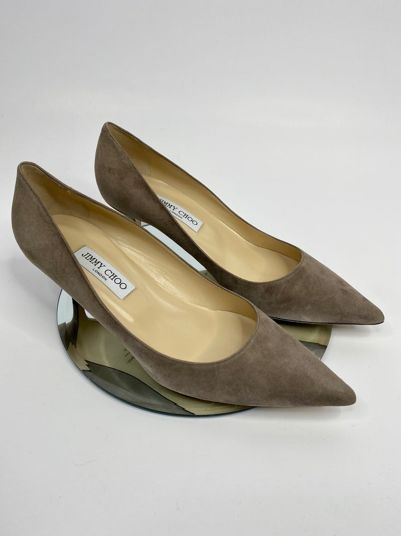 Jimmy Choo Azu in Stone Suede (Size 42/UK9)